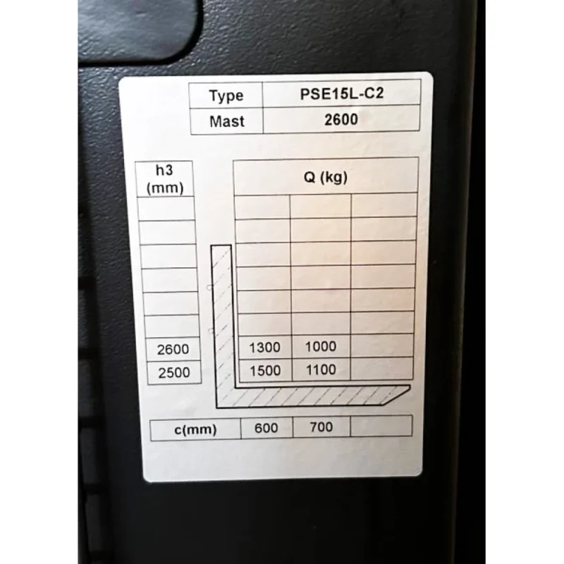 Электрический штабелер 1.5т высота подъем 2.6м GTM PSE15L-C2 2600 АКБ GEL 24В 75 Ач